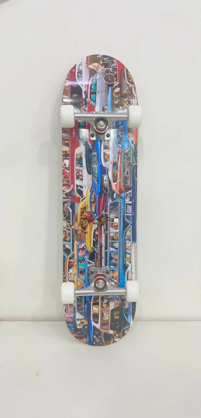 Full Traffic Armenian skateboard displayed vertically